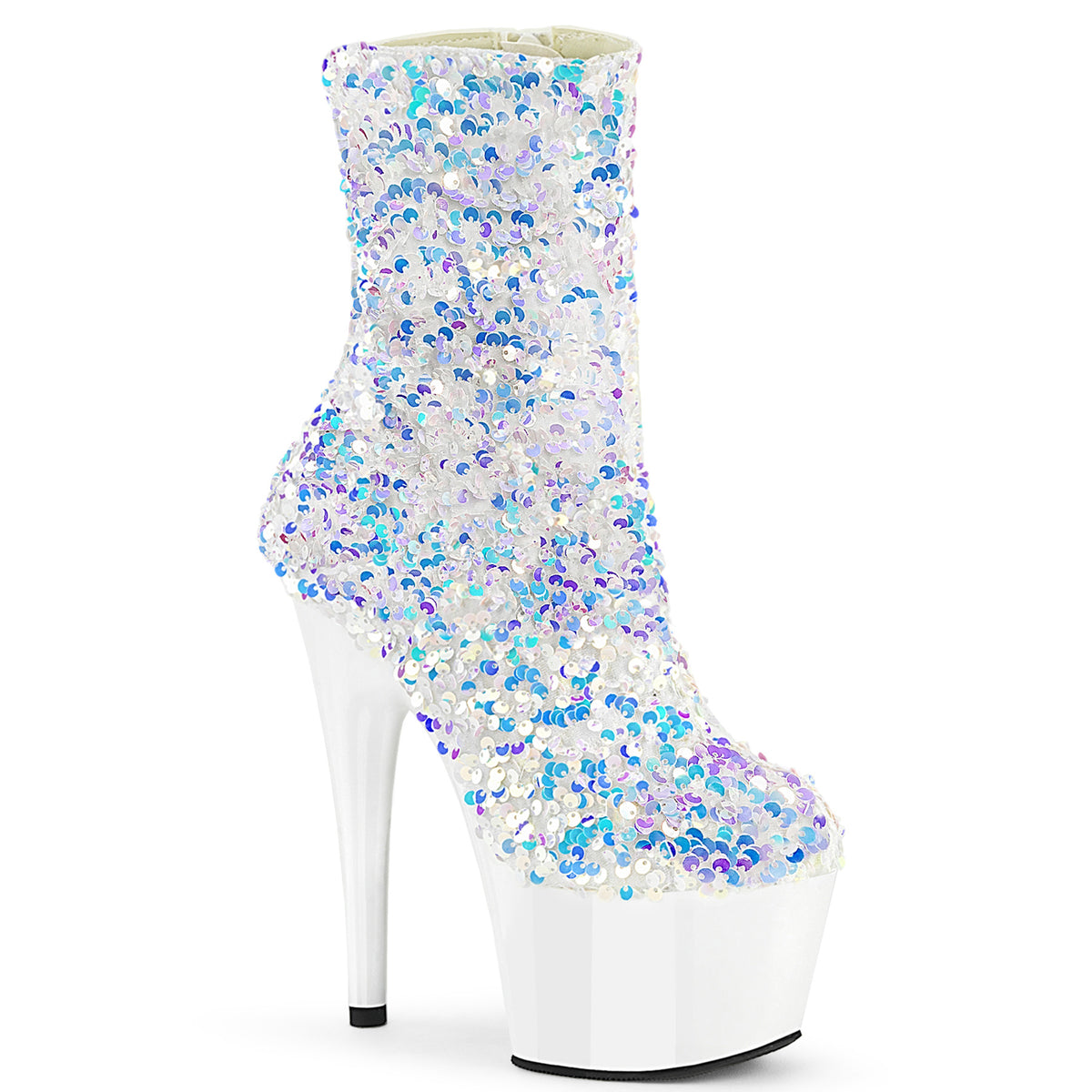 7 Inch Heel ADORE-1042SQ White Sequins