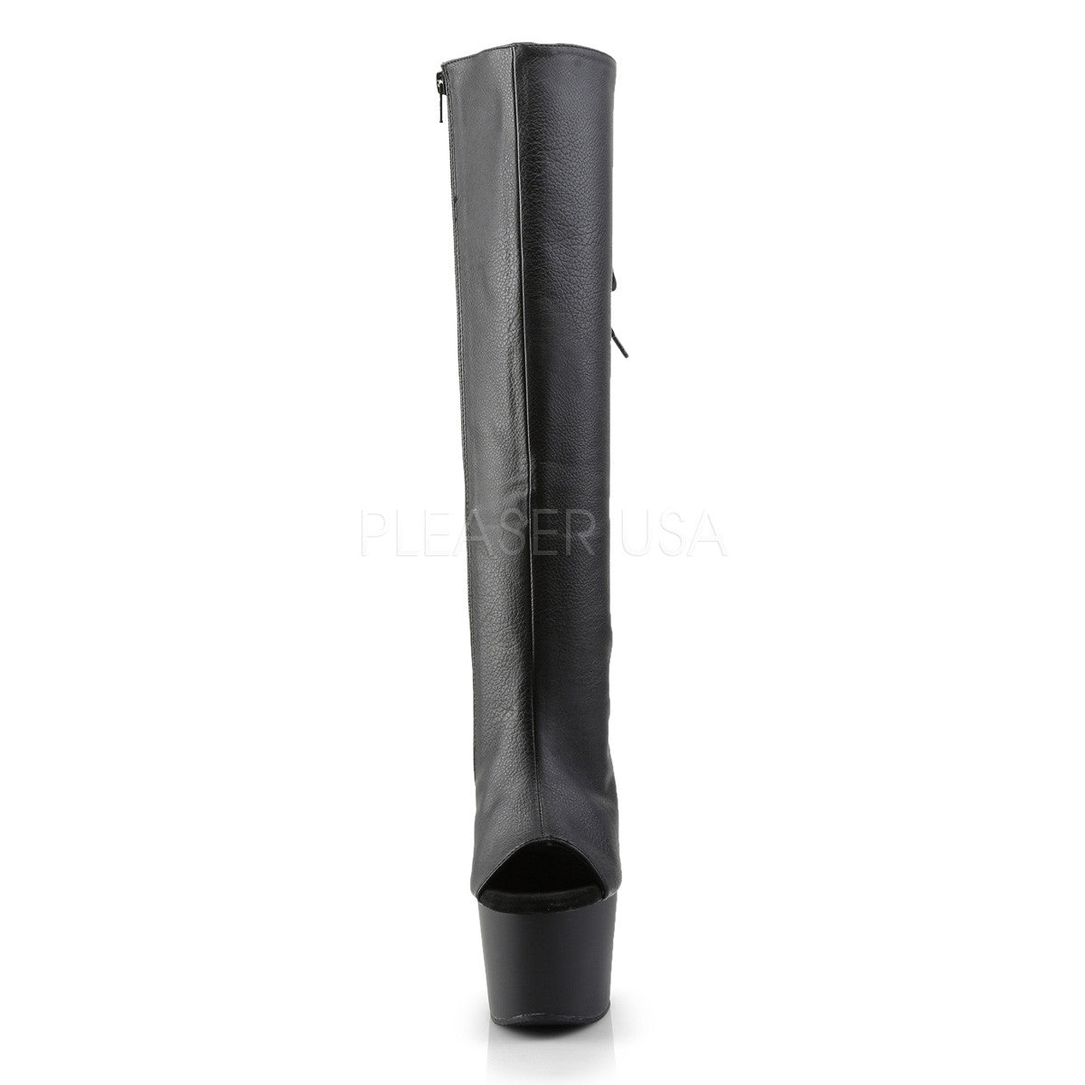 Pleaser ADORE-2018 Black Faux Leather Knee Boots - Shoecup.com - 2