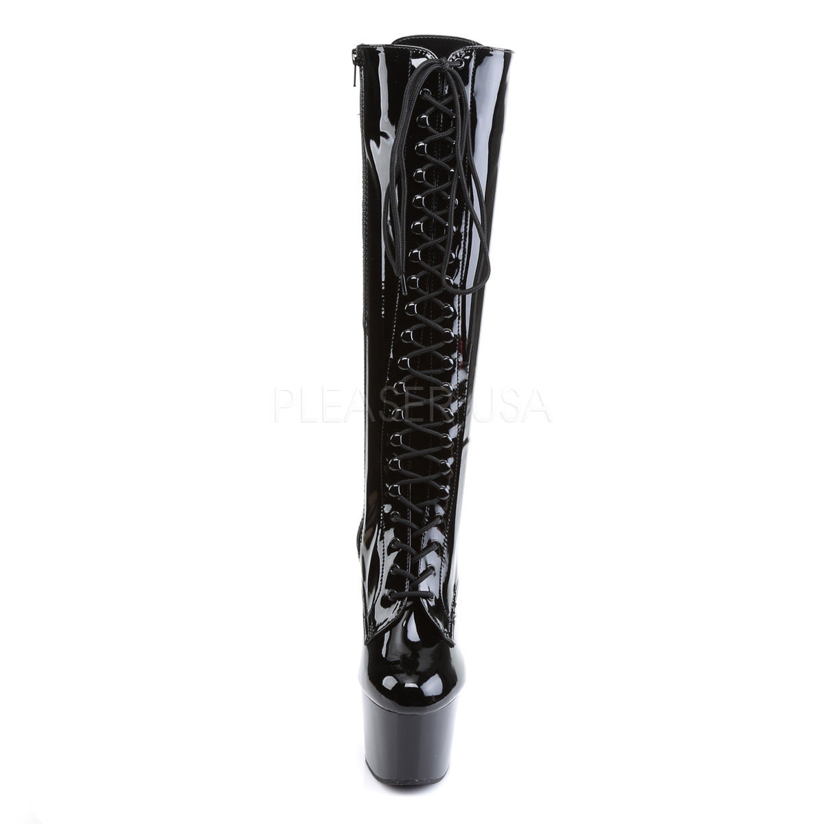PLEASER ADORE-2023 Black Stretch Pat Knee High Boots - Shoecup.com - 2