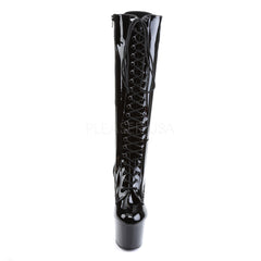 PLEASER ADORE-2023 Black Stretch Pat Knee High Boots - Shoecup.com - 2