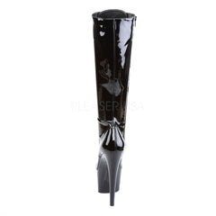 PLEASER ADORE-2023 Black Stretch Pat Knee High Boots - Shoecup.com - 4