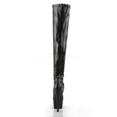 PLEASER ADORE-3000 Black Stretch Pu-Black Matte Thigh High Boots - Shoecup.com - 4