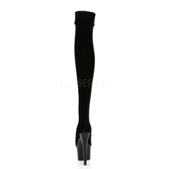PLEASER ADORE-3002 Black Stretch Velvet Thigh High Boots