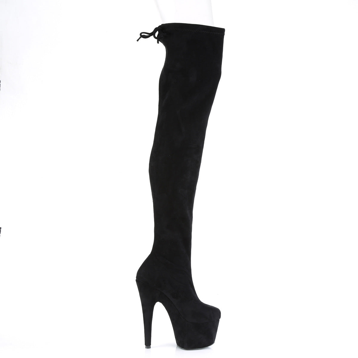 7 Inch Heel ADORE-3008 Black Stretch Faux Suede