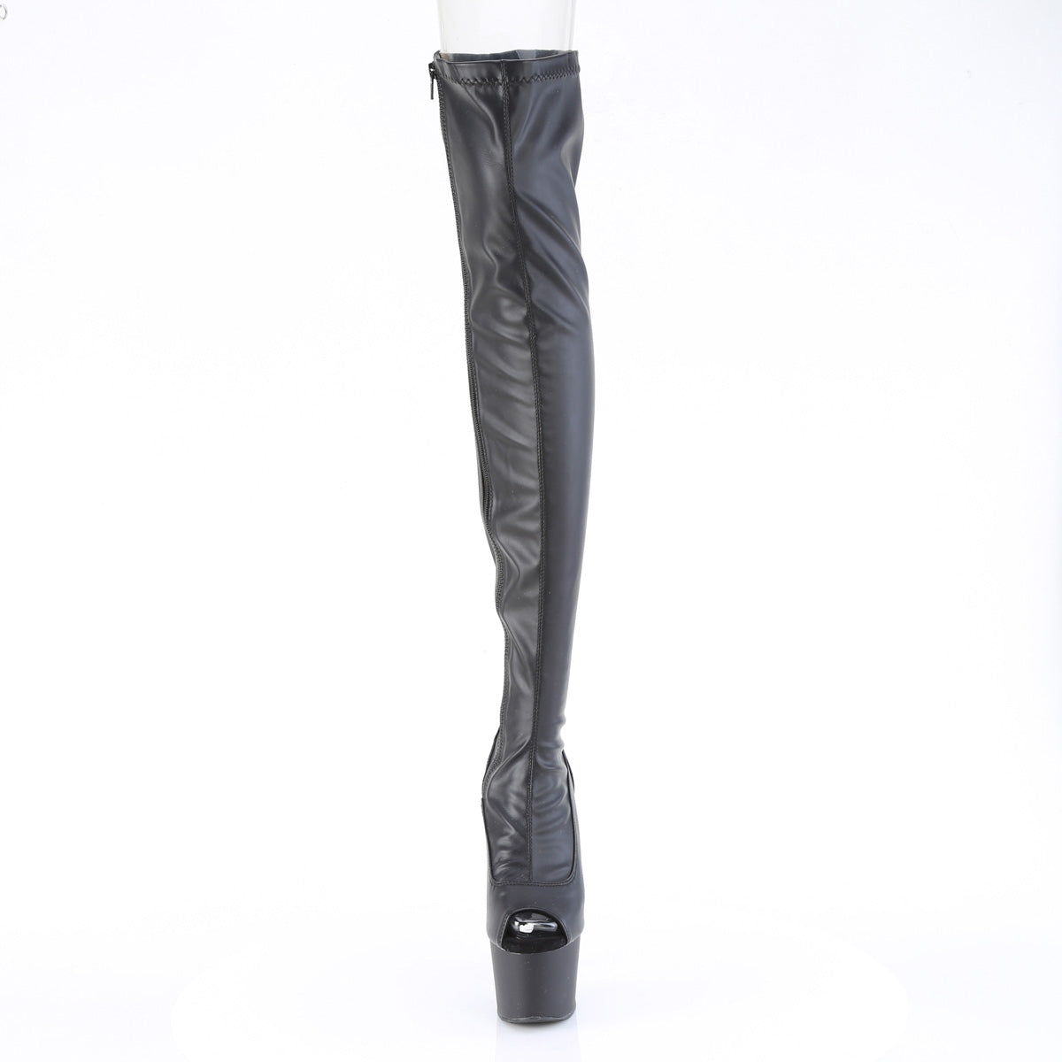 7 Inch Heel ADORE-3011 Black Stretch PU