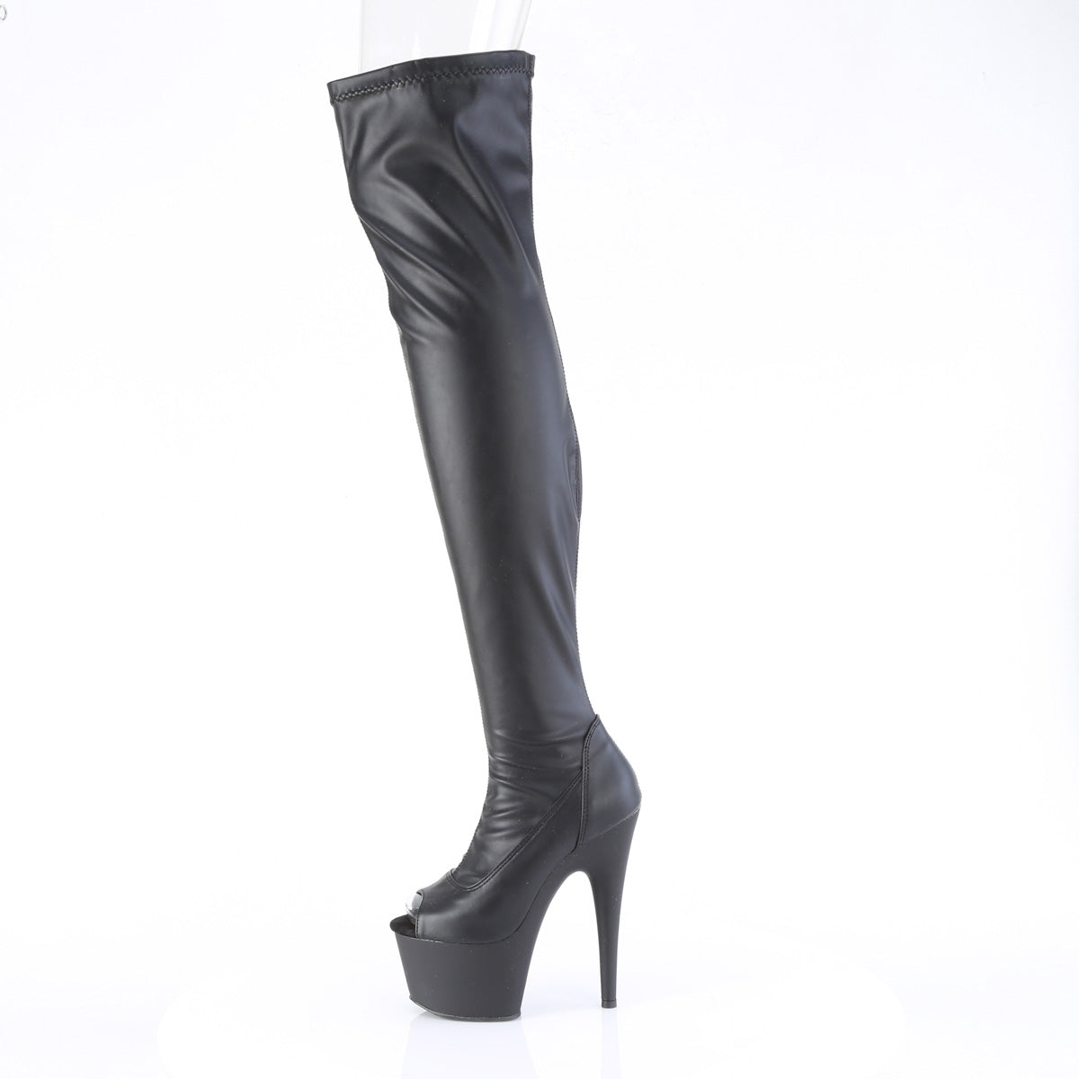 7 Inch Heel ADORE-3011 Black Stretch PU