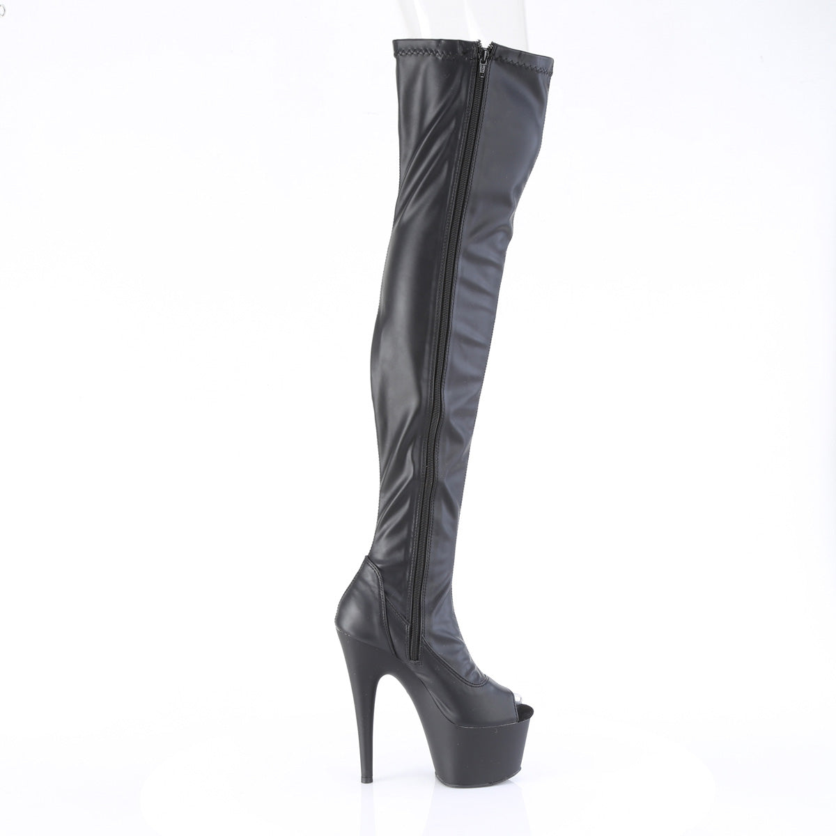 7 Inch Heel ADORE-3011 Black Stretch PU