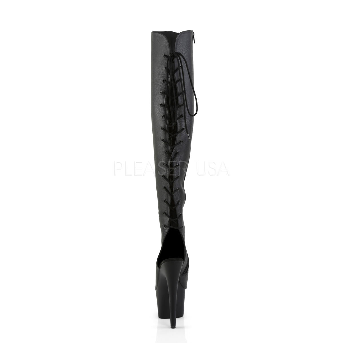 7 Inch Heel ADORE-3019 Black Faux Leather