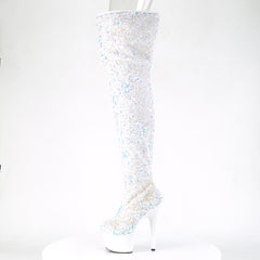 7 Inch Heel ADORE-3020 White Multi Sequins
