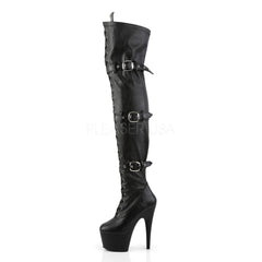 Pleaser ADORE-3028 Black Pu Thigh High Boots