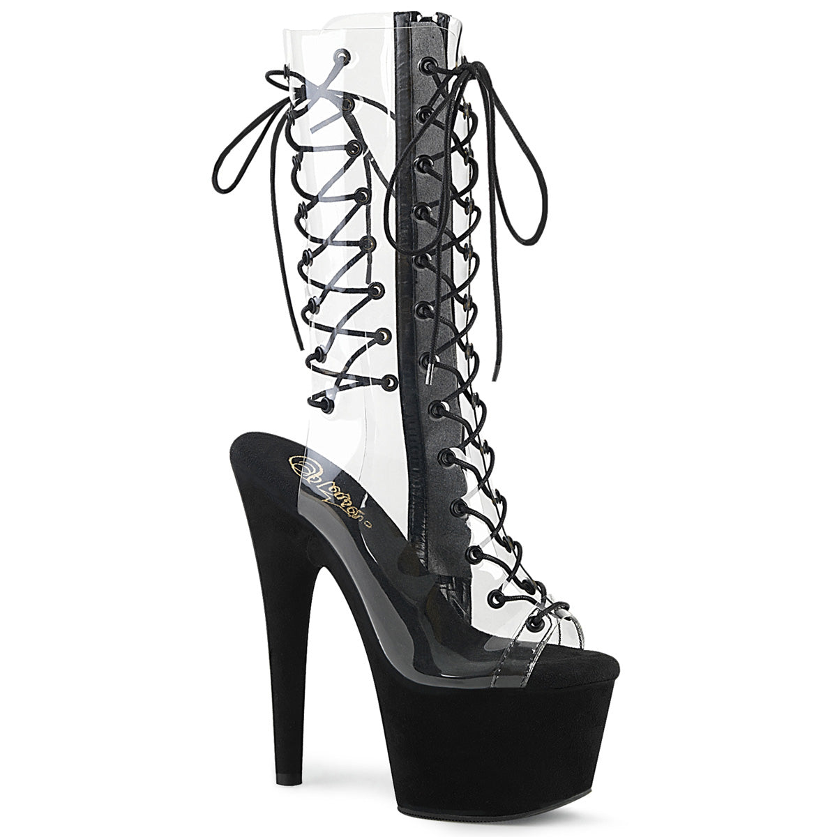 7" Heel ADORE-700-60FS Clear Black Suede