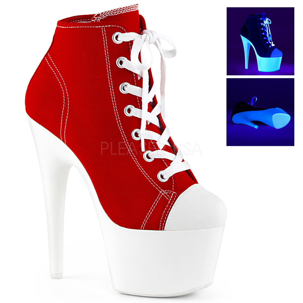 7" Heel ADORE-700SK-02 Red Canvas