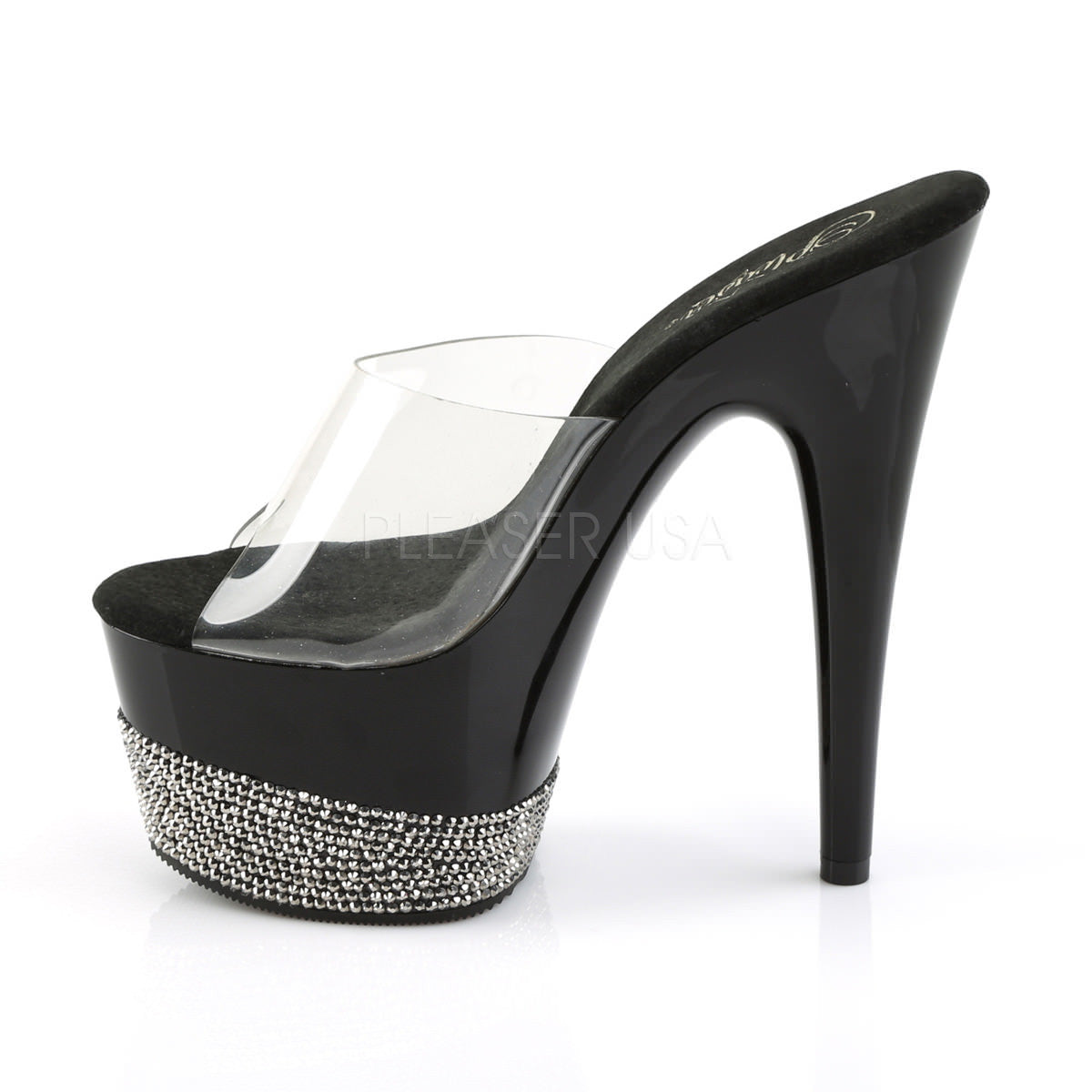 PLEASER ADORE-701-3 Clear-Black-Pewter Platform Slides - Shoecup.com - 3