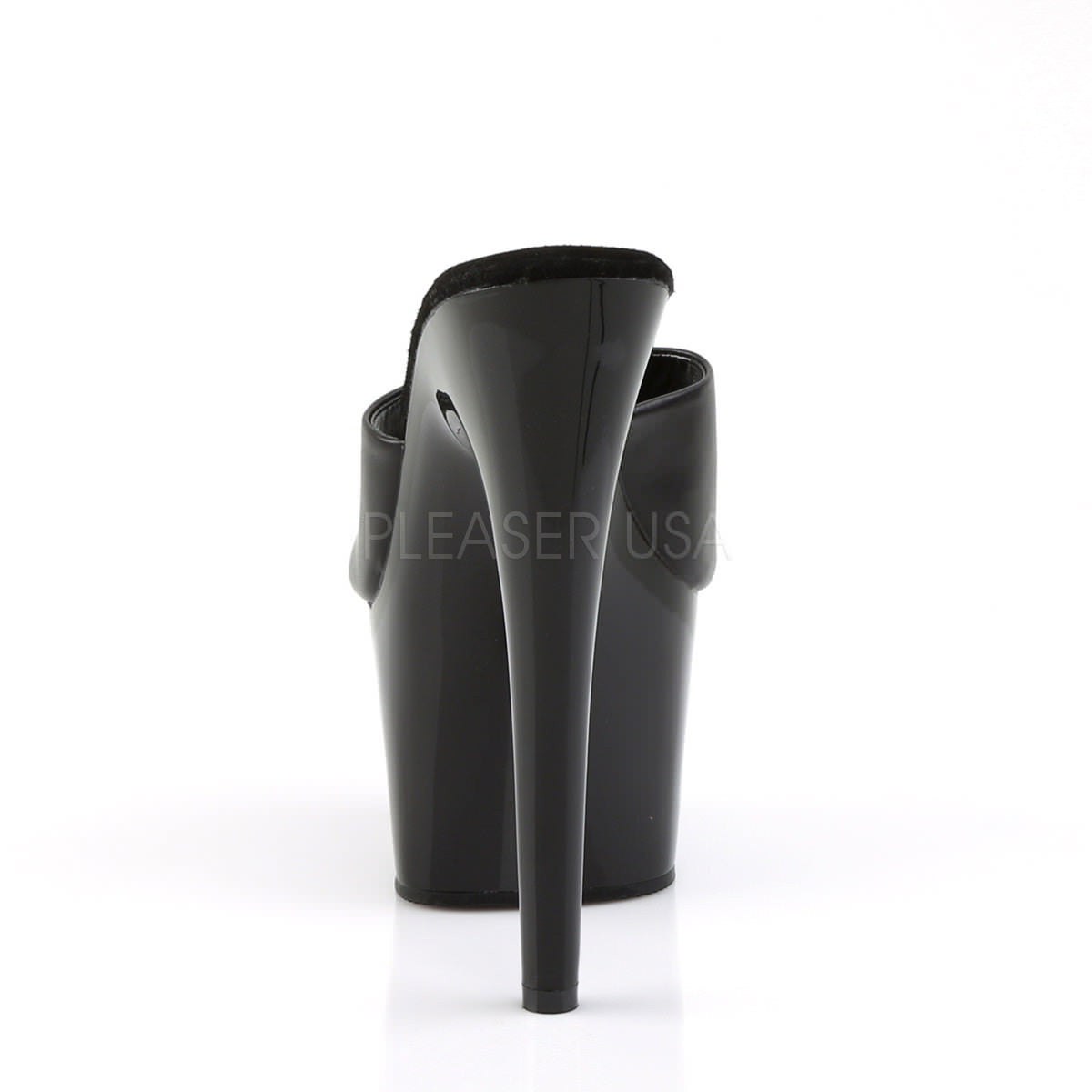 PLEASER ADORE-701 Black Leather Platform Slides - Shoecup.com - 4