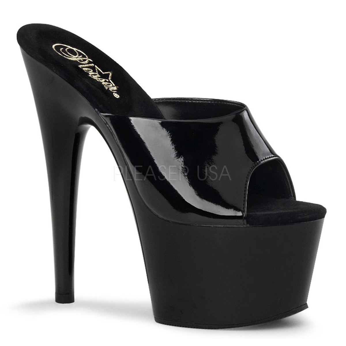 PLEASER ADORE-701 Black Pat Platform Slides - Shoecup.com - 1