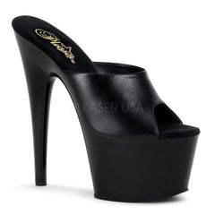 PLEASER ADORE-701 Black Leather Platform Slides - Shoecup.com - 1