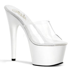 PLEASER ADORE-701 Clear-White Platform Slides - Shoecup.com - 1