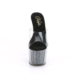 7 Inch Heel ADORE-701CG Clear Black Glitter