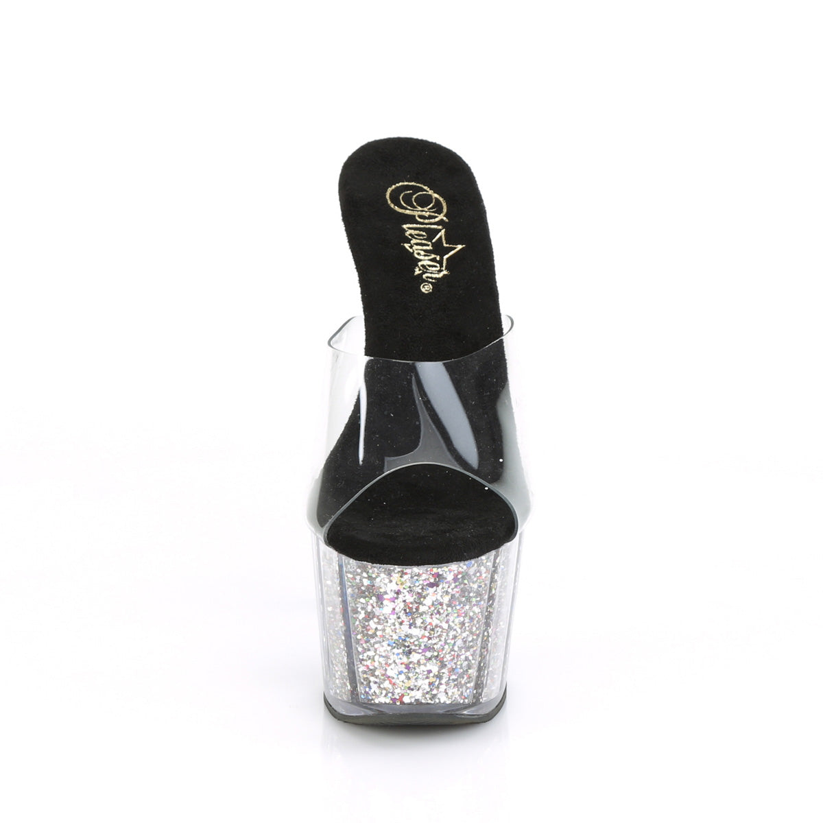 7 Inch Heel ADORE-701CG Clear Silver Glitter