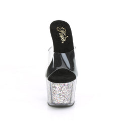 7 Inch Heel ADORE-701CG Clear Silver Glitter