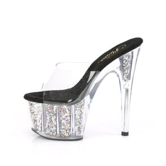 7 Inch Heel ADORE-701CG Clear Silver Glitter
