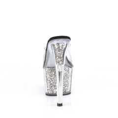 7 Inch Heel ADORE-701CG Clear Silver Glitter
