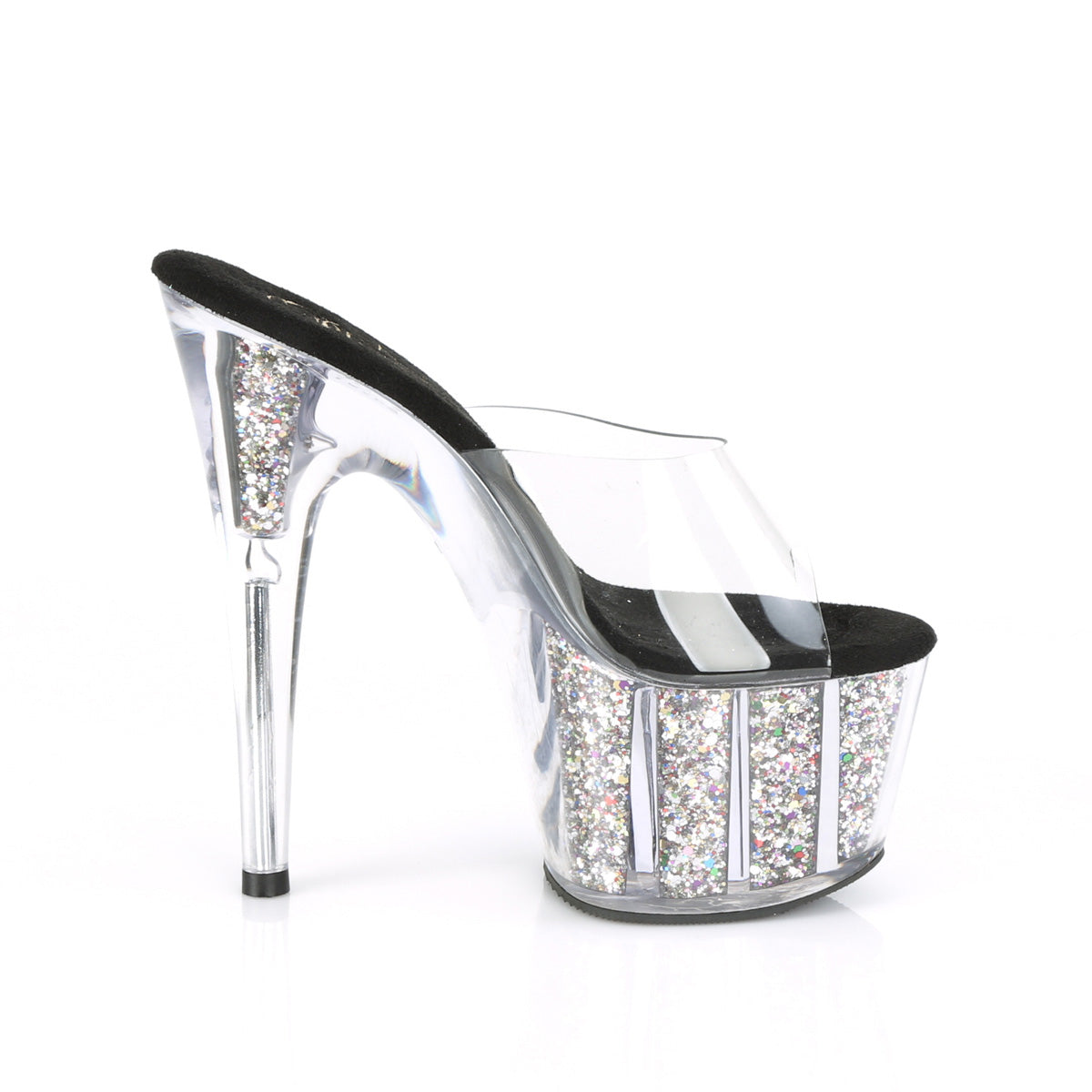 7 Inch Heel ADORE-701CG Clear Silver Glitter