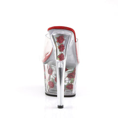 PLEASER ADORE-701FL Clear-Red Flowers Platform Slides - Shoecup.com - 4