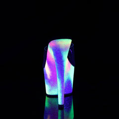 7 Inch Heel ADORE-701GXY Clear Neon Galaxy Glitter