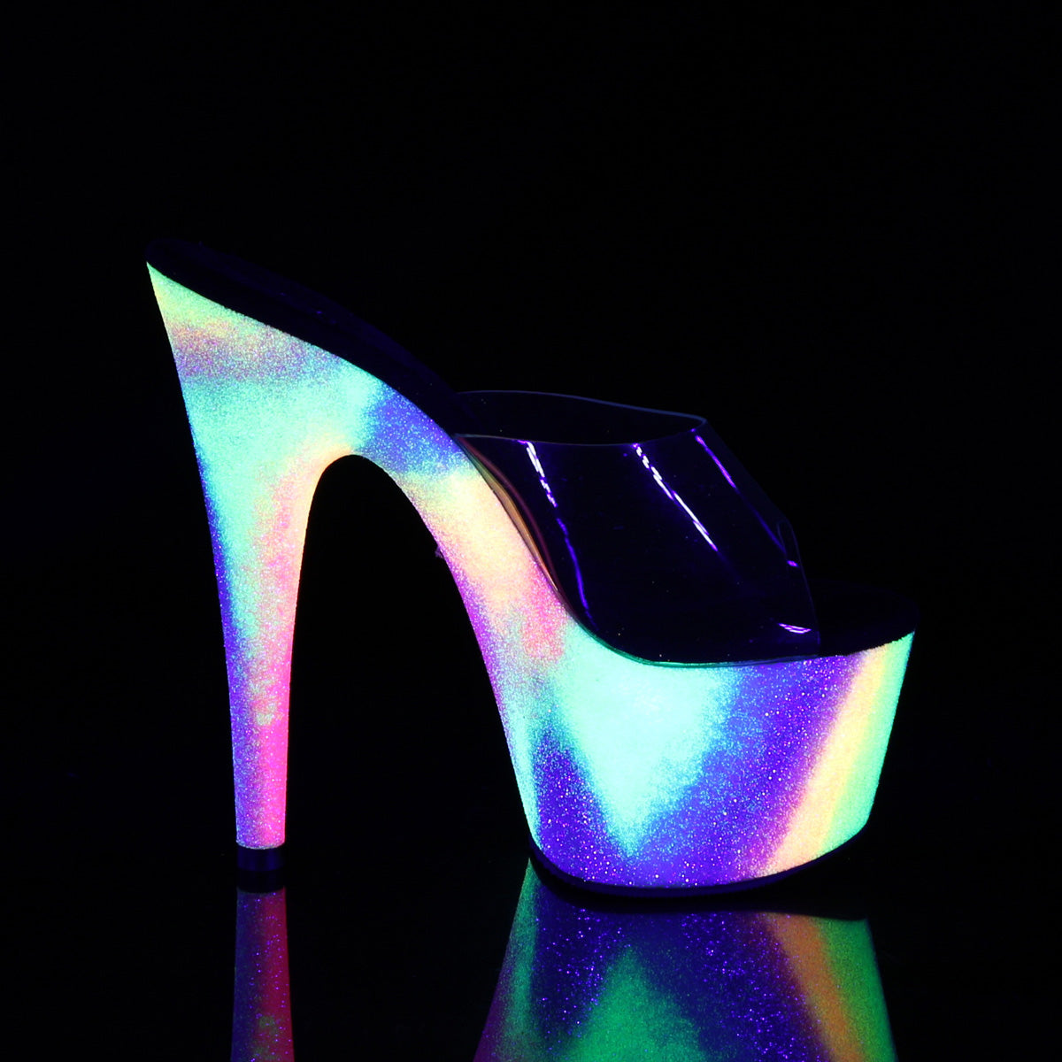7 Inch Heel ADORE-701GXY Clear Neon Galaxy Glitter