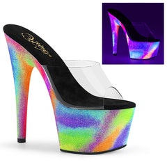 7" Heel ADORE-701GXY Clear Neon Galaxy Glitter