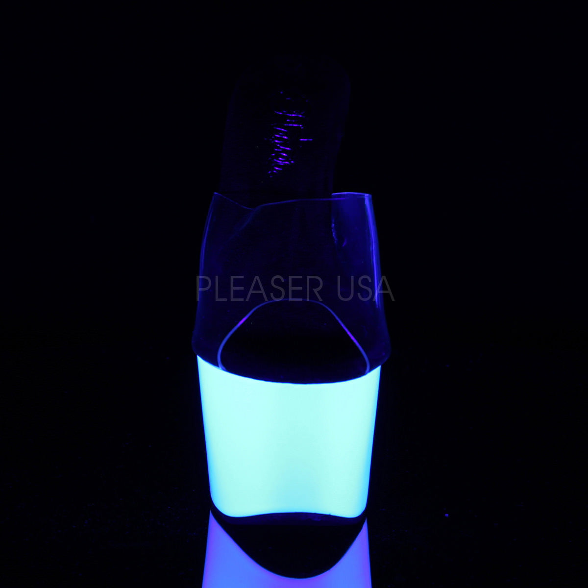 Pleaser ADORE-701UV Clear With Neon White Platform Slides - Shoecup.com - 2