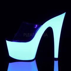 Pleaser ADORE-701UV Clear With Neon White Platform Slides - Shoecup.com - 3