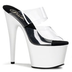 PLEASER ADORE-702UV Clear-Neon White Stiletto Slides - Shoecup.com - 1
