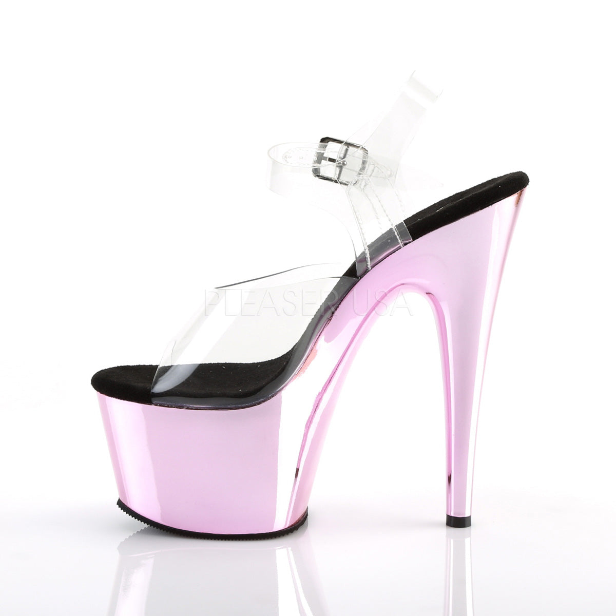7 Inch Heel ADORE-708 Baby Pink Chrome