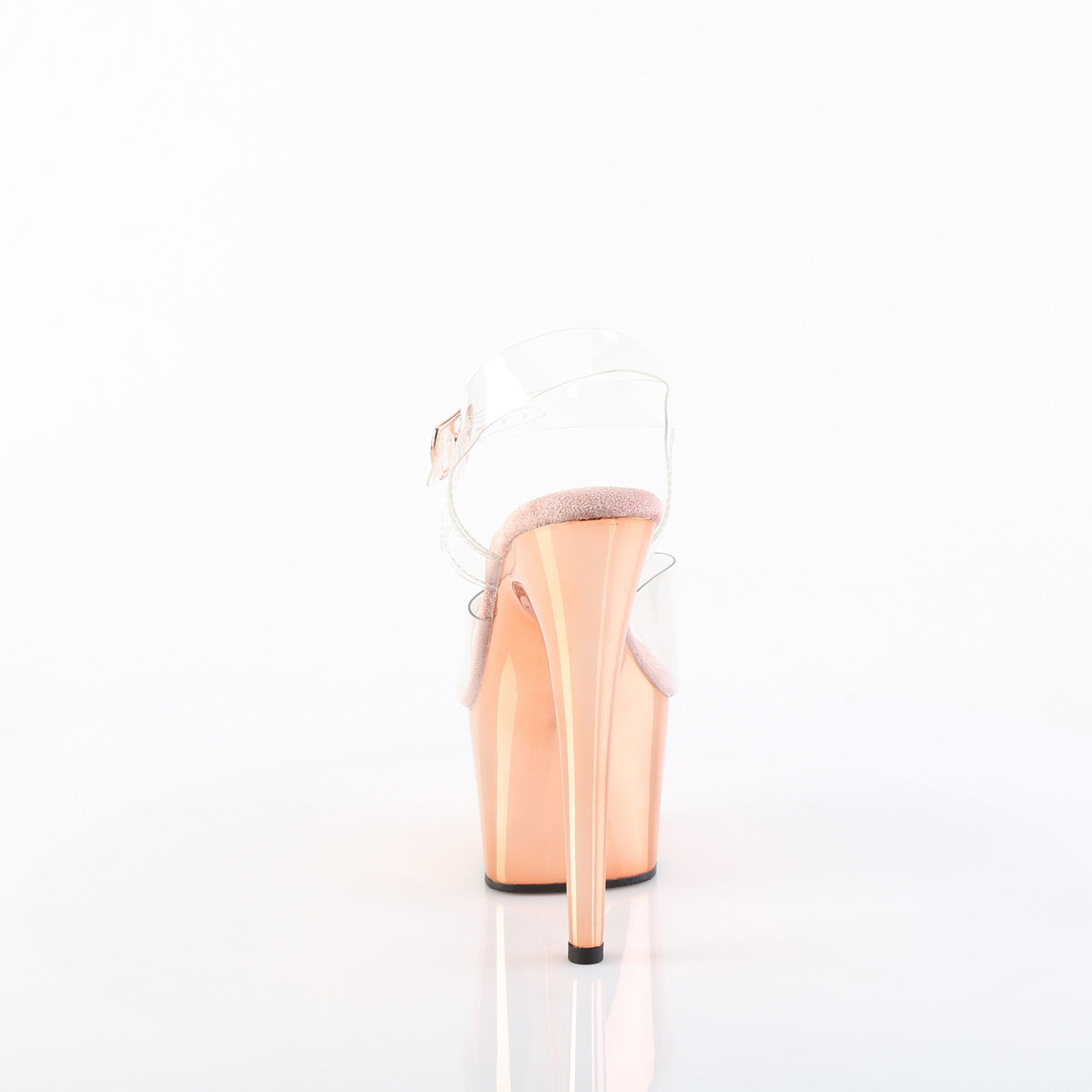 7 Inch Heel ADORE-708 Clear Rose Gold Chrome