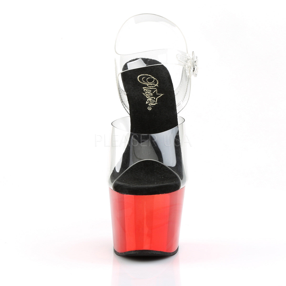 Pleaser ADORE-708 Red Chrome Exotic Dancing Sandals - Shoecup.com - 2