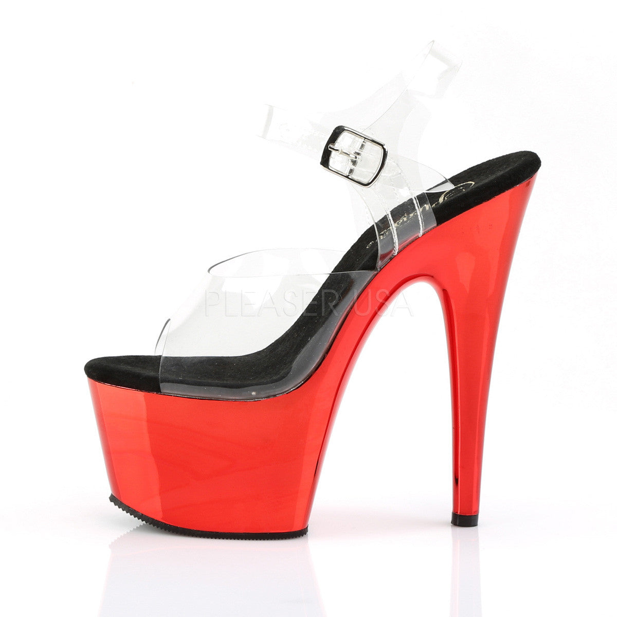 Pleaser ADORE-708 Red Chrome Exotic Dancing Sandals - Shoecup.com - 3