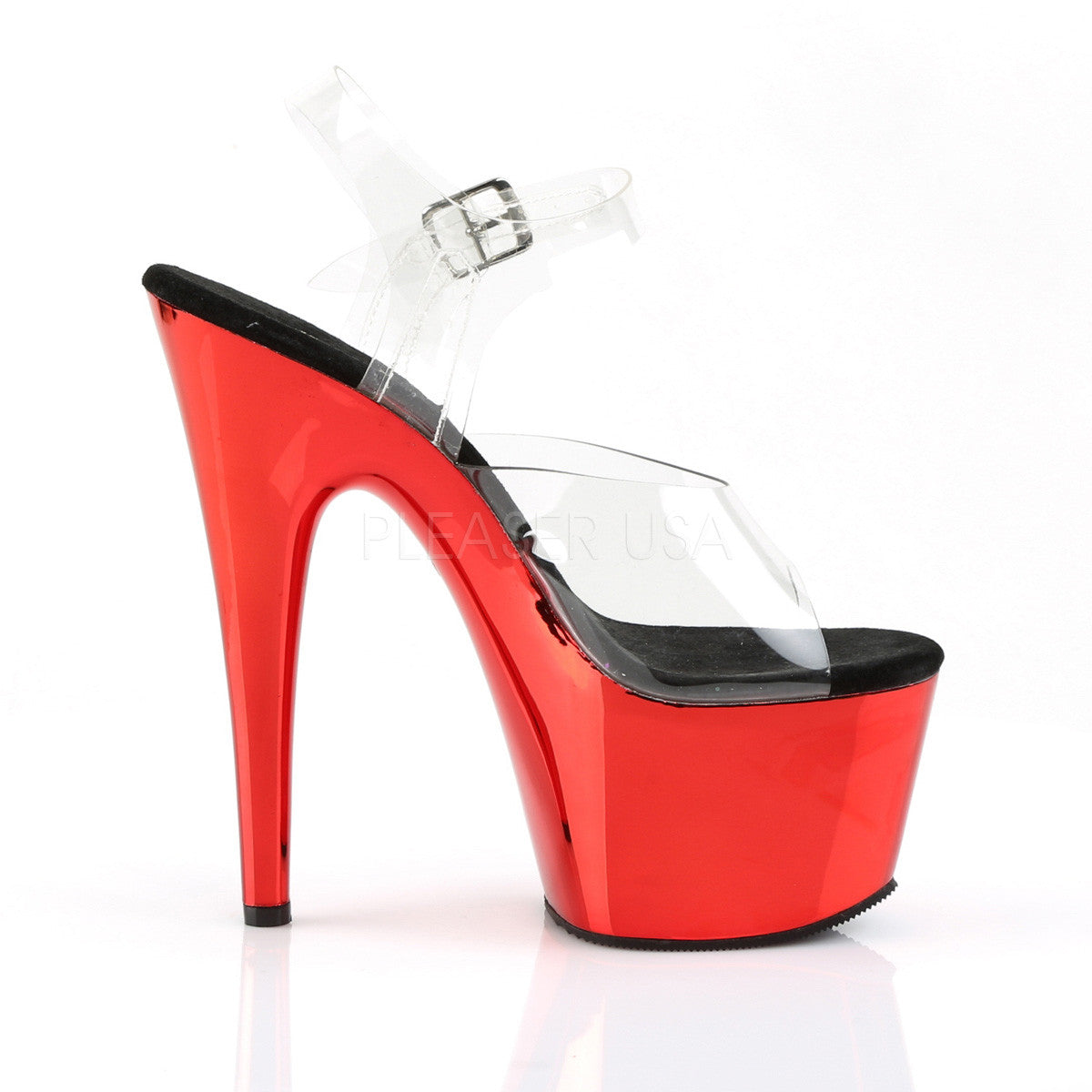 Pleaser ADORE-708 Red Chrome Exotic Dancing Sandals - Shoecup.com - 5