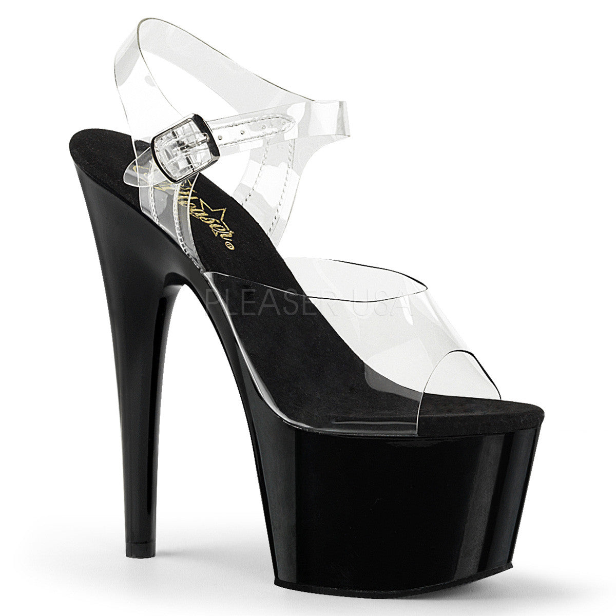 7 Inch Heel Pleaser ADORE-708 Black Exotic Dancing Sandals – Shoecup.com