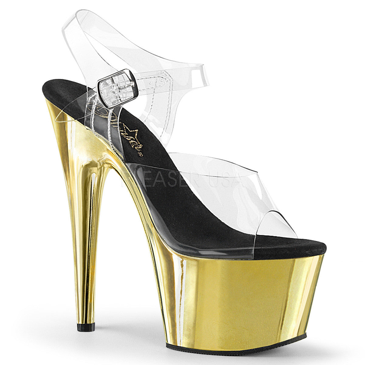 Pleaser ADORE-708 Gold Chrome Exotic Dancing Sandals - Shoecup.com - 1