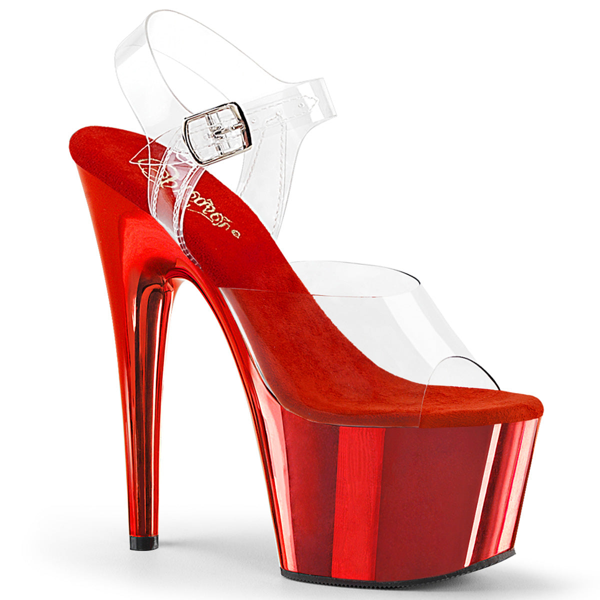 7 Inch Heel ADORE-708 Clear Red Chrome