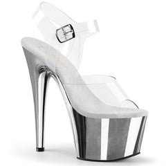 7 Inch Heel ADORE-708 Clear Silver Chrome