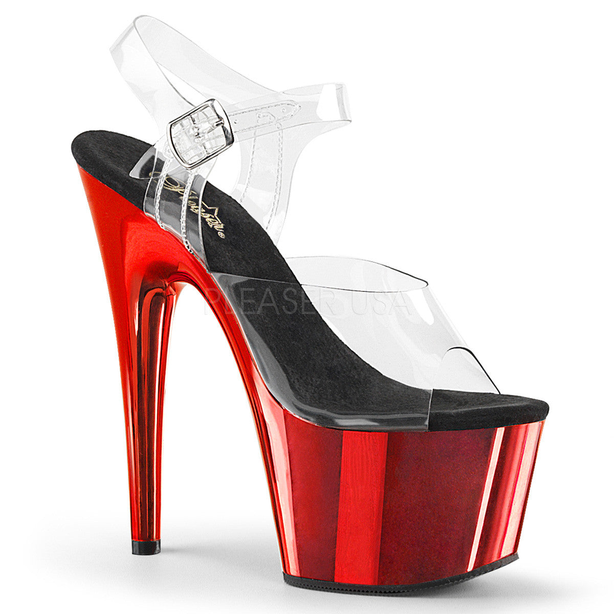 Pleaser ADORE-708 Red Chrome Exotic Dancing Sandals - Shoecup.com - 1