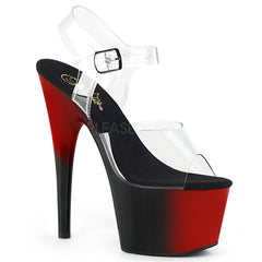 7" Heel ADORE-708BR Clear Red Black