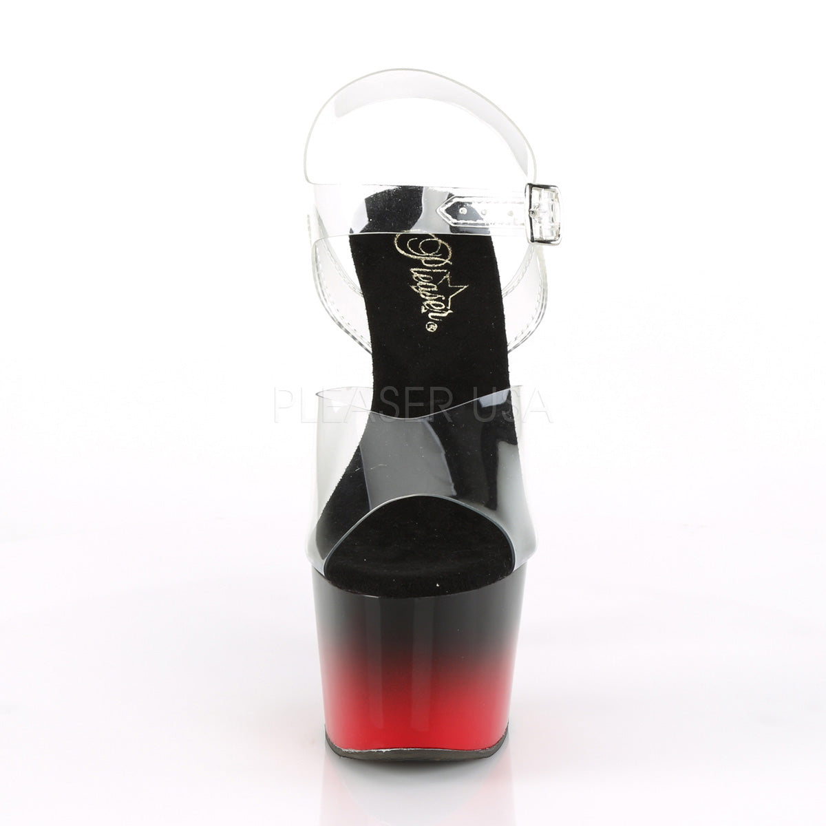 7 Inch Heel ADORE-708BR-H Clear Black Red