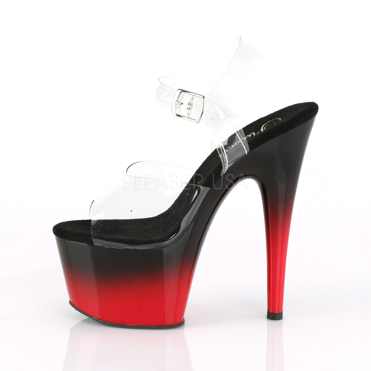 7 Inch Heel ADORE-708BR-H Clear Black Red