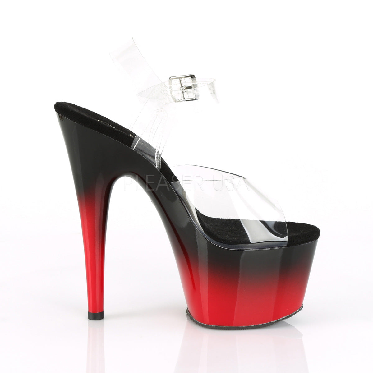 7 Inch Heel ADORE-708BR-H Clear Black Red