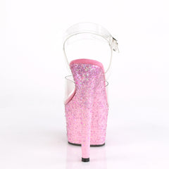 7 Inch Heel ADORE-708CF Clear Pink Confetti