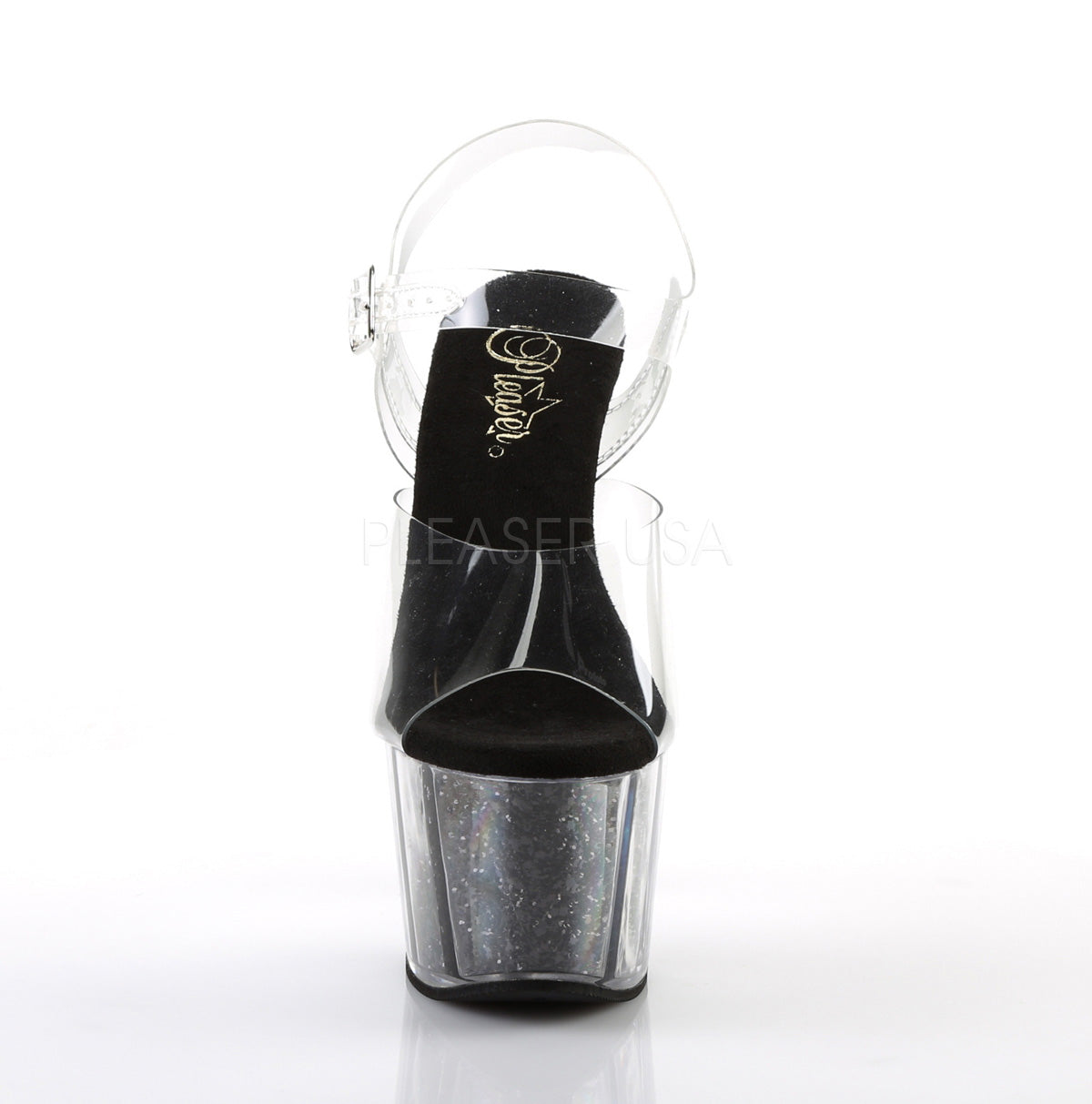 7 Inch Heel ADORE-708G Black Glitter